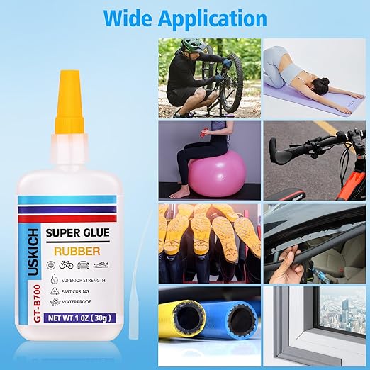 Super Glue for Rubber with Anti Clog Cap. 6 x 1 fl oz,CA Glue - Waterproof Clear Glue Cyanoacrylate Glues for RC Tires, Seals, Gaskets, Soles, Hose, Mat & Neoprene, Automotive Parts Repair, Quick Dry
