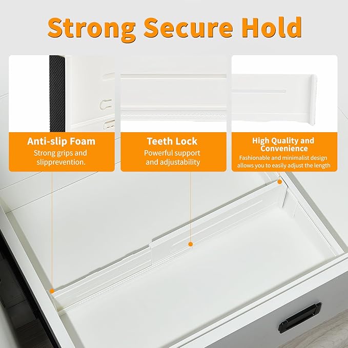 5 Pack Drawer Dividers 3.1" Slim Height Drawer Separators, Non-Slip Plastic Drawer Organizers Expandable 10.6"-17.7" for Shallow Drawers,Kitchen & Clothes Storage, Adjustable Office Drawer Divider