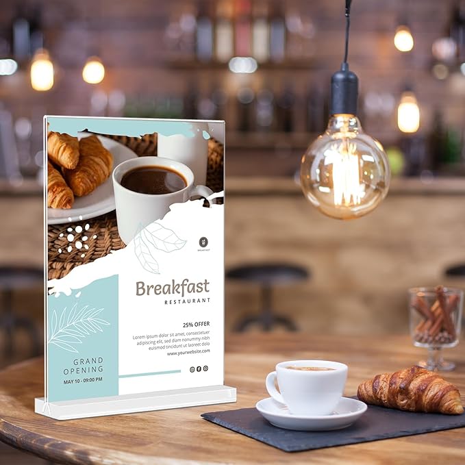 TONICE Acrylic Sign Holder 8.5 x 11 inch 6 Pack Double-Sided Plastic Sign Holder Stand Vertical Display Table Top Sign Holder for Office, Restaurants, Store, Wedding, Party