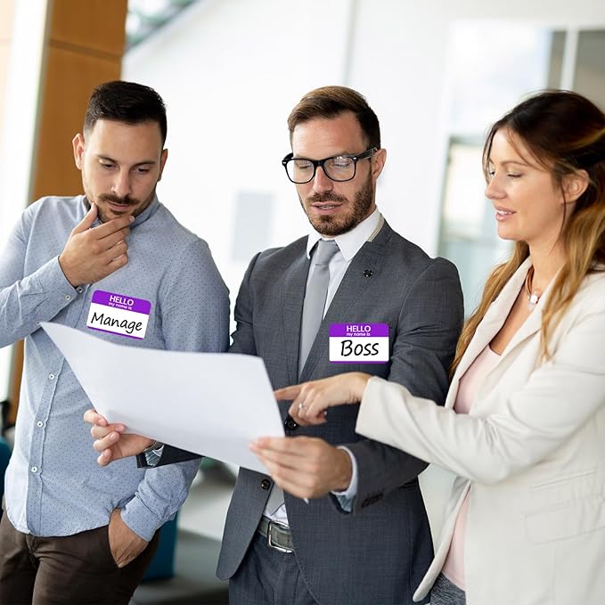 Zacool 480 Pcs Purple Hello My Name is Name Tags, 3" x 2" Custom Paper Labels for School, Office, Party