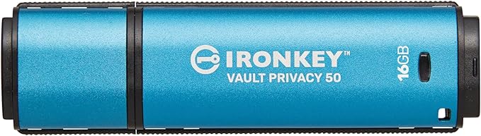 Kingston IronKey Vault Privacy 50 16GB Encrypted USB | FIPS 197 | AES-256bit | BadUSB Attack Protection | Multi-Password Options | IKVP50/16GB