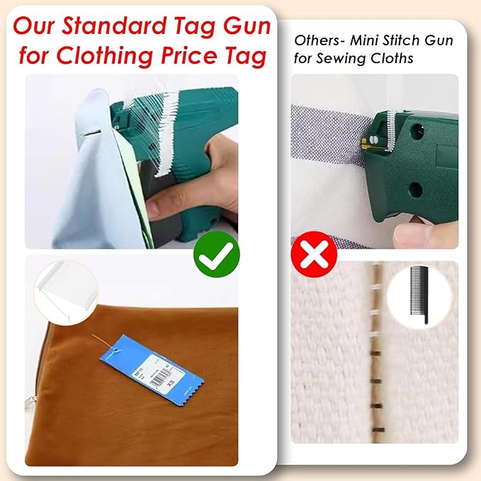 Price Tagging Gun for Clothing,(Not Stitch Gun) Standard Retail Price Tag Attacher Gun Kit for Clothes Labeler with 6 Needles & 2000pcs 2" Barbs Fasteners & Organizer Bag for Store Warehouse Yard Sale