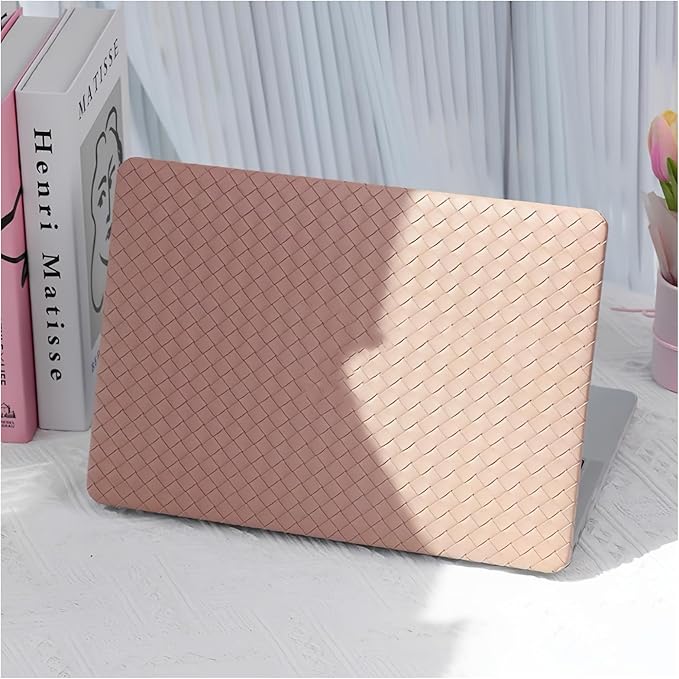 Woven Case Compatible with MacBook Air 13.6 inch 2022-2025 M4 A3240 M3 A3113 M2 A2681,for Mac Air M2 Sturdy Protective Leather Woven Textured Cases&Keyboard Cover for Mac 13 M4 Weave, Boho Pink