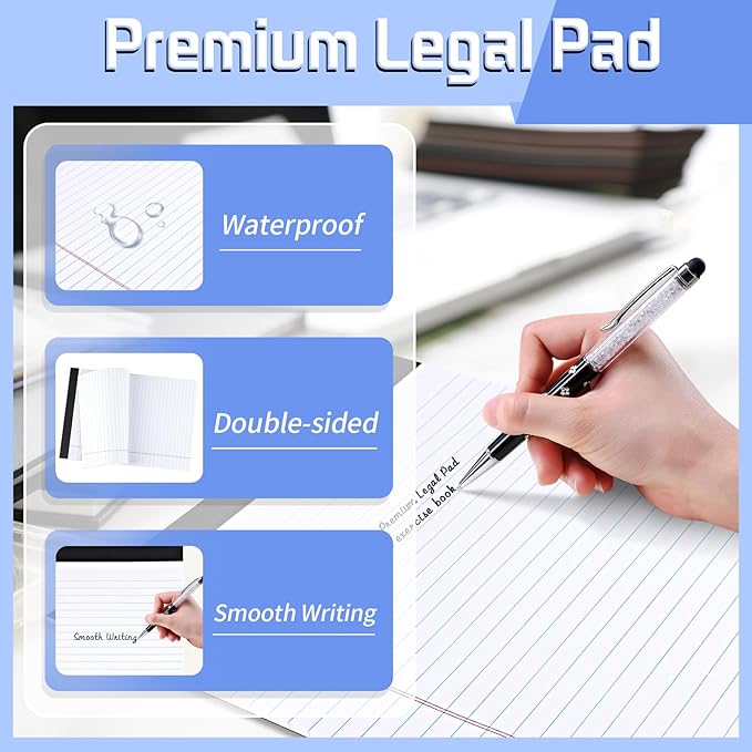 3 Pack Legal Pads Refills Note Pads, Writing Pads 8.5 x 11 Inches, Memo Pads Lined Writing Note Pads, Letter Size Legal Pad Wide Ruled Lined Pads Legal Rule for School Office（30 Sheet per Pads）