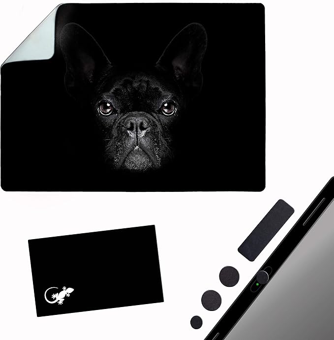 Mouse Pad Adhesive Bottom - Sticks to Any Surface - Portable - Webcam Covers and Screen Cleaner Included (2 Pack - Dog Set)