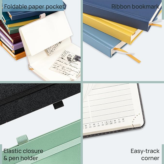 POPRUN Pocket Planner 2025-2026, (Purse Size 4''x 6.25'' Hard Cover) Academic Year Calendar Daily Weekly and Monthly (July 25-June 26) with Hourly Time Slots, 100 GSM Paper - Violet