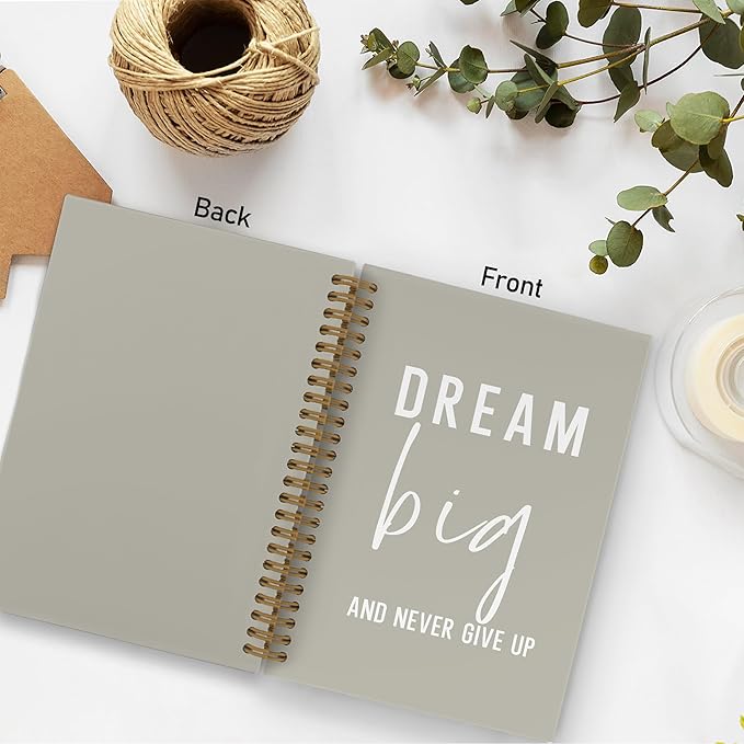 QLMX Dream Big Motivational Spiral Notebook, Inspirational Coworker Gifts Journal Notebook, Green Inspirational Notebooks for Work, Motivational Office Supplies Gifts for Women Men Employee, 5.5x8.3