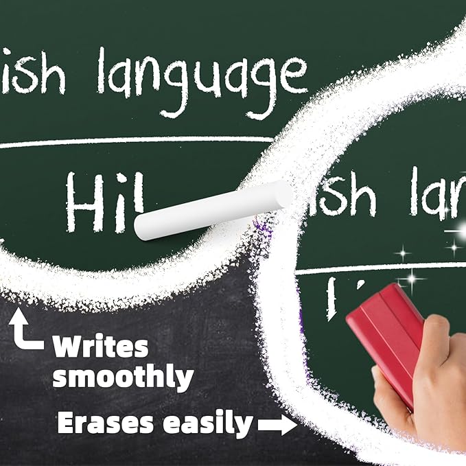 White Chalk 100PCS, Low Dust Chalks Stick Bulk for Chalkboard Blackboard Non-Toxic