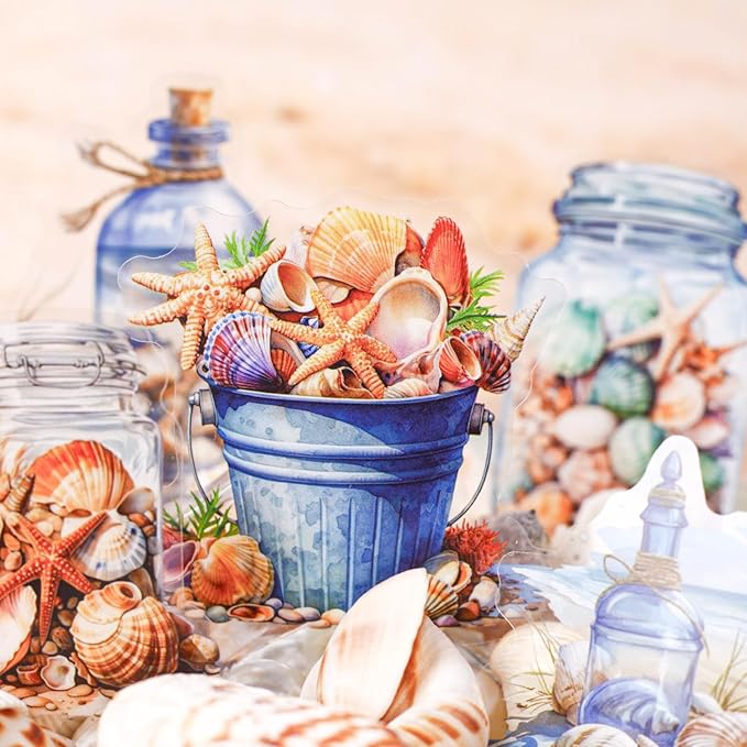 90 Pieces Ocean World Themed PET Sticker, Jellyfish Turtles Whales Dolphins Seahorses Sticker for Scrapbook DIY Crafts Planner Water Bottles Laptops