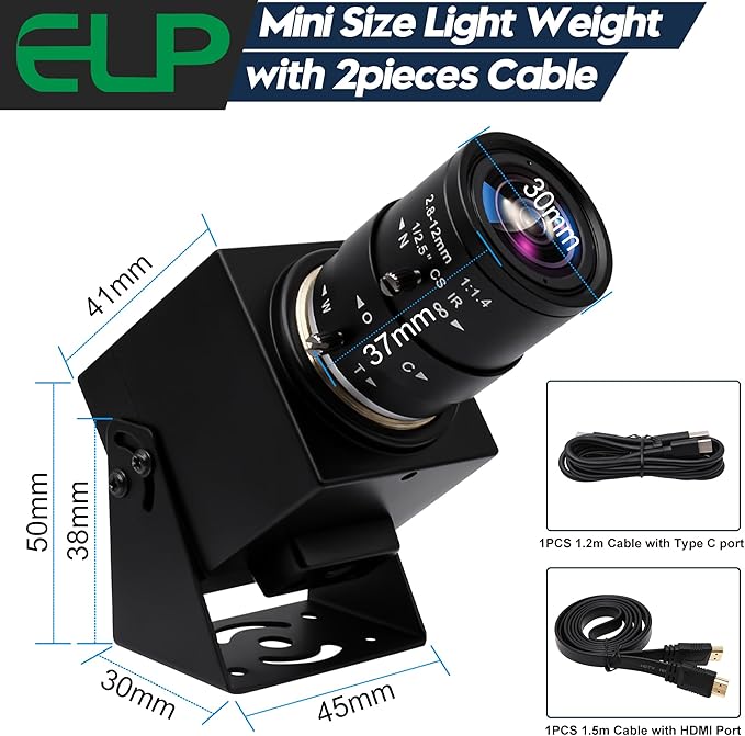 ELP 4K HDMI USB Camera - 2.8-12mm 4X Zoom Webcam With Manual Adjustment for Computer, TV, Projector, Monitor