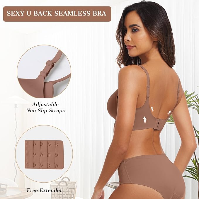 OEAK Womens Wireless Bras Comfortable Push Up Bra No Underwire Bra Full Support Lift Bralette Everyday Seamless Tshirt Bras