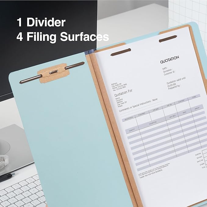 Staples Colored Pressboard Classification Folders, Legal, 1 Partition, Light Blue, 20/Pack