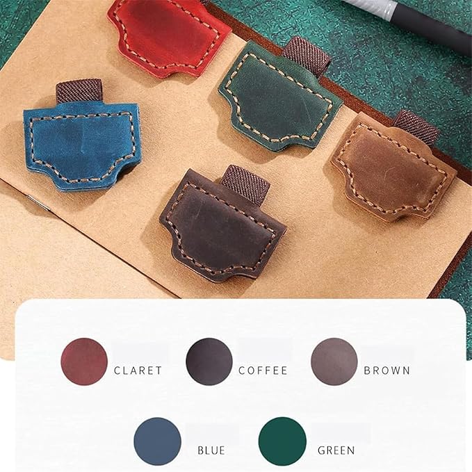 Bookmark with Pen Holder, 2026 New Bygonemark Personalized Magnetic Leather Bookmark, Strong Magnetic for Any Book, Handmade Page Mark Colorful for Booklovers (Red, G)