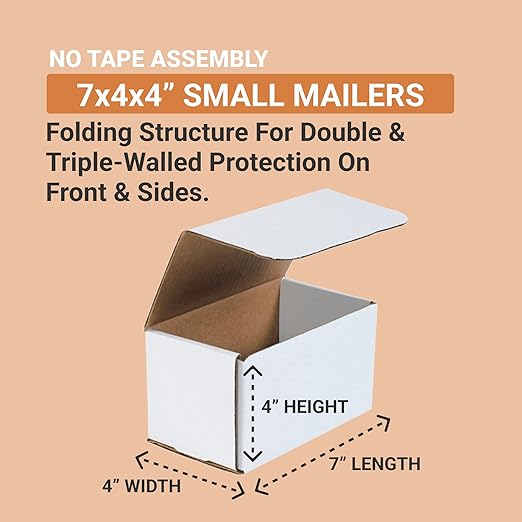 AVIDITI 7x4x4 Shipping Boxes Small (50-Pack) Heavy Duty Corrugated Cardboard Boxes for Packing, Mailing, Packaging, Moving, & Storage, Moving Supplies for Home & Office