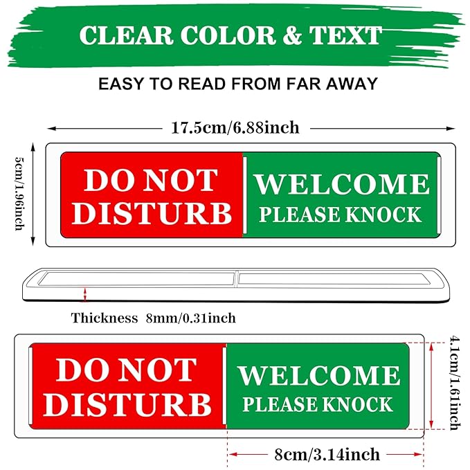 Sukh Green & Red Do Not Disturb Door Hanger - Meeting in Progress Sign, Ideal for Therapy, Sleeping, Spa Treatment - 6.88 x 1.96 inches, 1 Pack