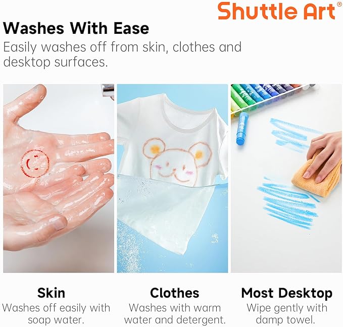 Shuttle Art Tempera Paint Sticks, 32 Colors Solid Tempera Paint for Kids, Super Quick Drying, No-Toxic, Works Great on Paper Wood Glass Ceramic Canvas