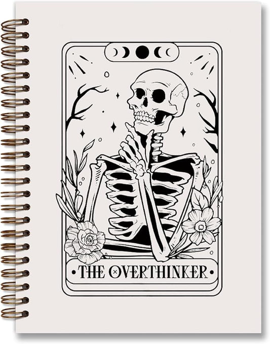 Overthinker Tarot Goth Notebook Journal,Gothic Skull Hardcover College Spiral Notebook Journal for Teen Girls Women,Goth Office Supplies,Hard Cover Journal Notebooks