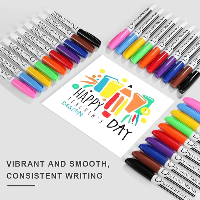 Volcanics Dry Erase Markers Low Odor Fine Whiteboard Markers Thin Box of 30, 10 Colors