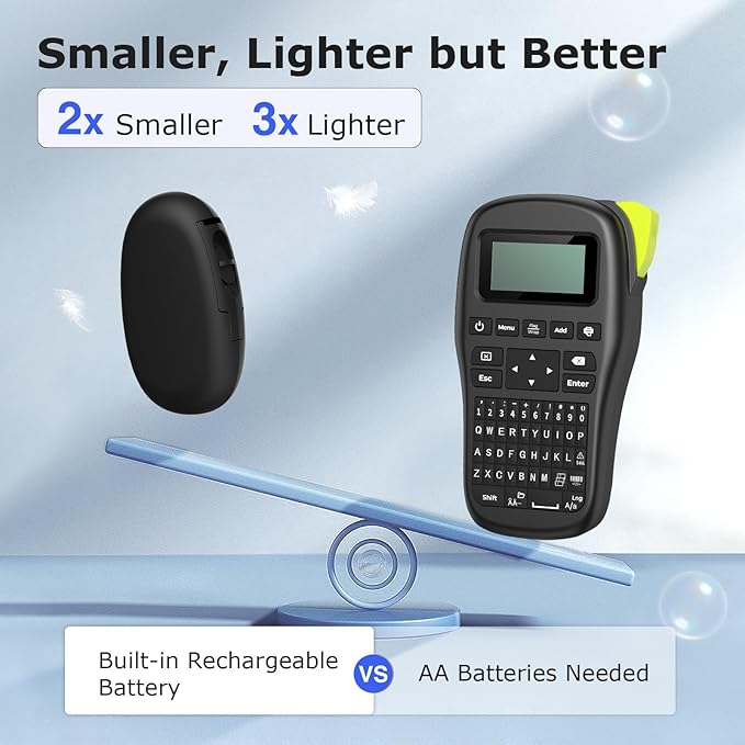 SUPVAN E10 Bluetooth Label Maker Machine with 3 Tapes, Continuous Waterproof Label, Versatile App with 35 Fonts and 1k+ Icons, Inkless Labeler for Home, Kitchen, School, Office Organization, Black