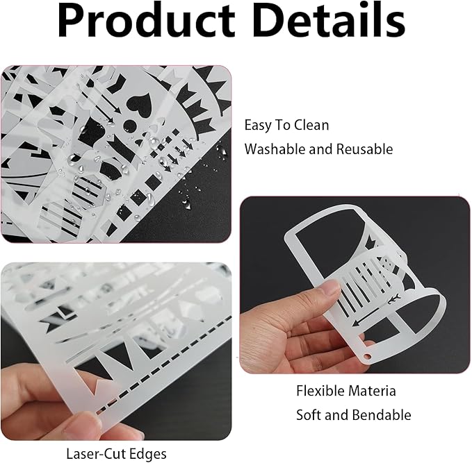 32Pcs Planner Stencils Templates for Calendar, Journal Stencils for Bullet Journaling, Reusable Plastic Handmade Flexible Record Template for DIY Drawing, Notebook & Scrapbook Accessories (4"x7")