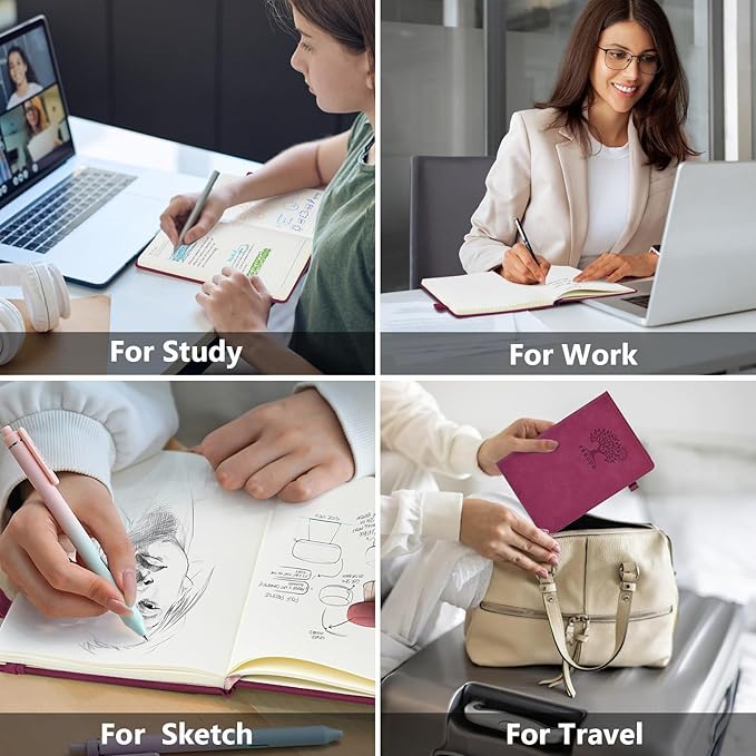 PERCUN Dotted Journal Notebook for Men & Women, 160 Pages Dot Grid notebook for Note Taking, Bullet Journaling Notebook for Work, School, Travel, Writing,A5 Hardcover 5.9" x 8.5" (Burgundy)