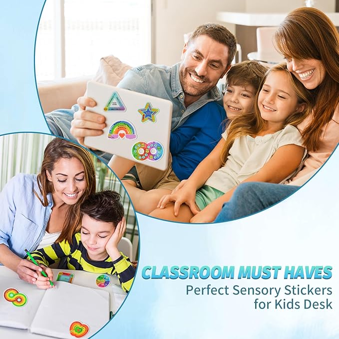 24 Pcs Sensory Sticker Set - Anxiety Sticker Kit with Different Textures, 2 Textured Surface Tactile Stickers for Teens & Adults - Sensory Strips - Stress Relief Classroom Must Haves