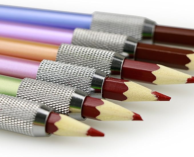 YOUSHARES Aluminum Assorted Colors Pencil Lengthener – Pencil Extender Holder for Colored Pencils in Regular Size (6 Pcs)