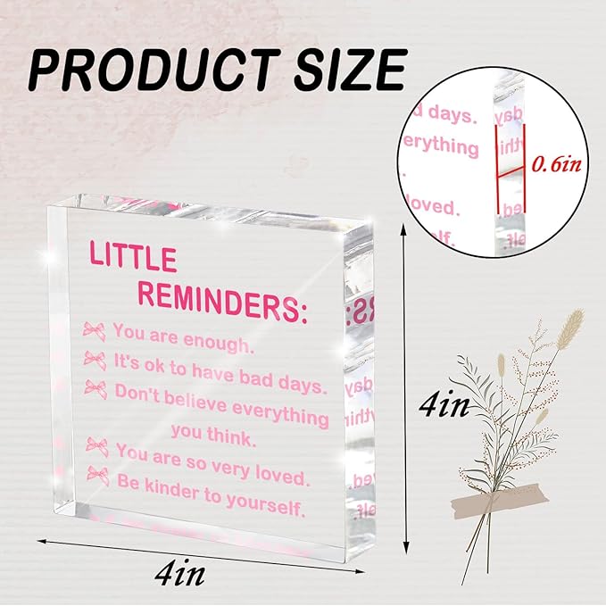 Pink Bow Desk Decor - 4 Inch Coquette Style Office Accessories, Cute Bow Motivational Decor for Bedroom, Pink Aesthetic Employee Appreciation Gift for Desk, Bathroom & Home