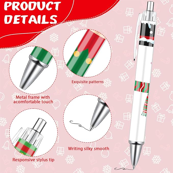 Christmas Characters Ballpoint Pens Gifts - Wxiben 36 Pcs Christmas Pens Set Snowman Nutcracker Santa Retractable Smooth Writing Pen Gift for Women Men Office Classroom Home Students Party School