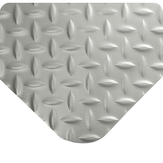 Wearwell 414.1516x2x18GY Diamond-Plate SpongeCote UltraSoft Mat, 18' Length x 2' Width x 15/16" Thick, Gray