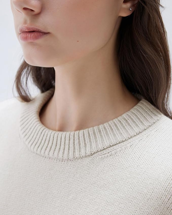 SUUKSESS Women Cashmere Oversized Long Sleeve Pullover Sweater Crew Neck Jumpers