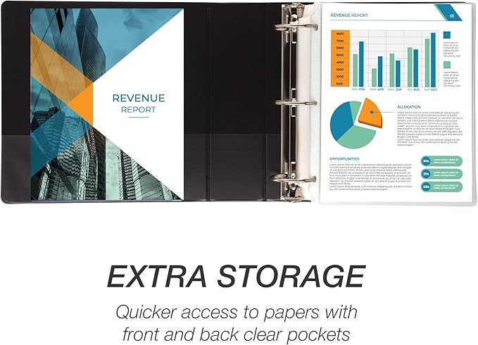 Samsill 3 Inch 3 Ring Binder, Made in USA, Economy Round Ring, Clear View Cover, 550 Sheet Capacity - for School, Home, Office - Charcoal Black
