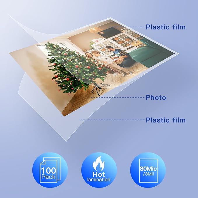 MAXDONE Premium Thermal Laminating Pouches 100-Pack Clear Laminating Sheets 3Mil (80 Mic) for Laminator Machine A4,A5,A6