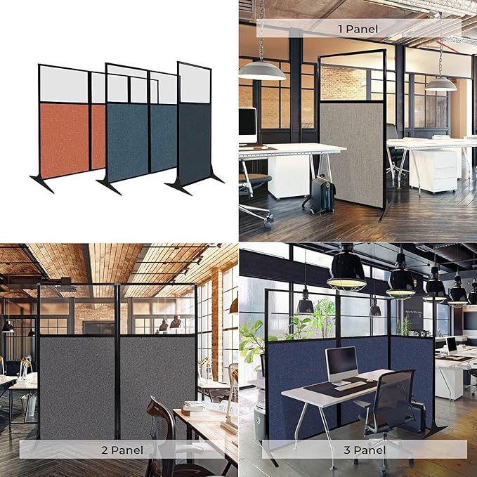 Versare Workstation Partition | Portable Wall Divider | Modern Office Cubicle | Free Standing Privacy Screen | Flexible Work Space | 99" x 70" Papaya Fabric Panels
