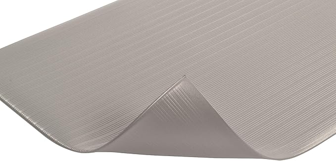 Notrax 410 Airug® 27" x 3' x 3/8" Anti Fatigue Mat, Enhanced Slip Resistance with Beveled Edges and Ribbed Surface, Ideal for Industrial and Commercial Workplaces, Gray, 410S3273GY