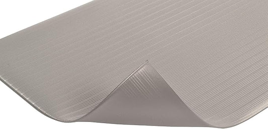 Notrax 410 Airug® 3' x 60' x 3/8" Anti Fatigue Mat, Enhanced Slip Resistance with Beveled Edges and Ribbed Surface, Ideal for Industrial and Commercial Workplaces, Gray, 410R0336GY
