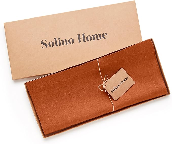 Solino Home Linen Cinnamon Table Runner 72 Inches Long - 100% Pure Linen 14 x 72 Inch Table Runner for Dining, Dresser, Fall, Autumn, Winter, Thanksgiving - Fete