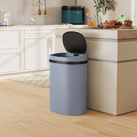 PayLessHere 13 Gallon Trash Can Kitchen Trash Can Automatic Garbage Can with Lid Touch Free High-Capacity Motion Sensor for Kitchen Bedroom Bathroom Office Wateproof Trash Bin (1, Gray)