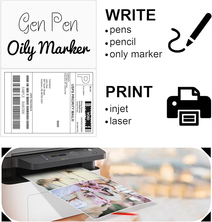 8.5" x 5.5" Half Page Self Adhesive Shipping Label, Compatible Laser & Inkjet Printers, White, 2 Labels Per Sheet(4000 Sheet Total 8000 Labels)