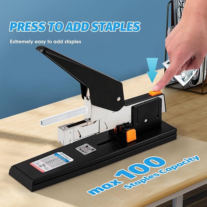 Heavy Duty Stapler 210 Sheets Capacity, Effortless Office School Stapler with Adjustable Stapling Width of 60mm (2.36") with 4000 Staples, Black