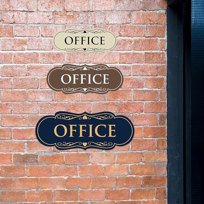 All Quality Designer Office Sign | Easy Installation - Red/Gold - Large (5 Pack)