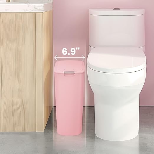 Cesun Motion Sensor Trash Can, 5 Gallon Automatic Bathroom Garbage Can with Lid, Touchless Smart Plastic Slim Wastebasket for Bathroom, Office, rv, Bedroom, Living Room, Pink