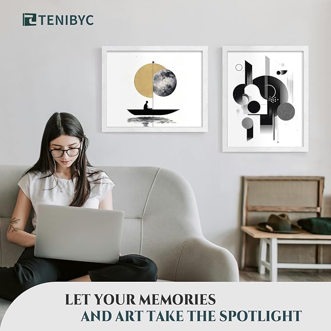 16x20 Frame 4 Pack - White, HD Tempered Glass, Wood Poster Frame, Display 16 x 20 Photos, Posters, and Puzzles, Gallery Wall Hanging