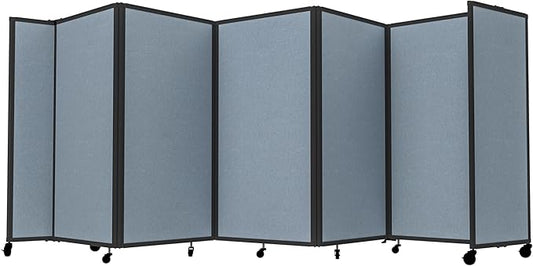Versare Room Divider 360 Portable Wall Partition | Folding Panels | Large Freestanding Divider | Locking Wheels | Temporary Room Separator