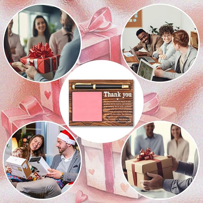 Thank You Gifts Sticky Note Holder, Thank You Appreciation Gift for Coworker Psychologist Boss, Inspirational Motivational Quote for Desk Self-Stick Note Pad Holders YB358