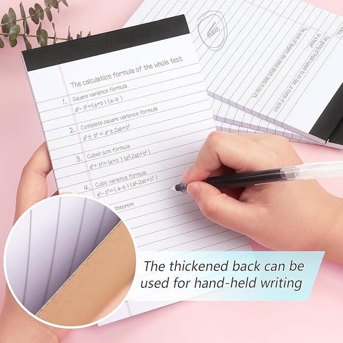 ZZTX Legal Pads Note Pads 5 x 8 Inch Lined Writing Pads, 50 Sheets Per Writing Pad, 4 Pack (White)