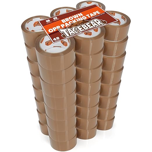 TAPEBEAR Brown Packing Tape 48Rolls, Heavy Duty Packaging Tape Refills 1.88 Inch x 55 Yard Moving Tape for Boxes, Secure Sticky Seal Brown Tape for Shipping, Mailing & Storage, Total 2640Yards