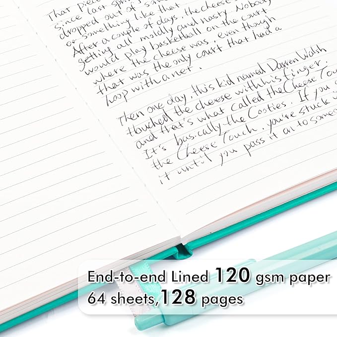 feela 24 Pack Journal Notebook Bulk for Work, Business Notebook Hardcover Lined Writing Journal with Pen Holder for Men Women Note Taking, with 24 Black Pens, 120 GSM, 5.1”x8.3”, A5, Aqua