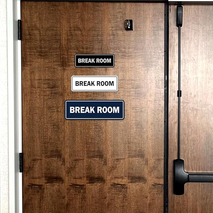 Standard Break Room Door or Wall Sign - Black/Gold - Medium 2 Pack