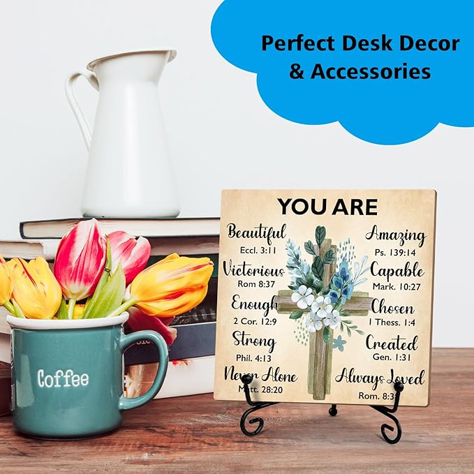 Christian Gift for Women Wood Sign with Stand - Bible Verse Religious Gifts Catholic Gifts for Her, Inspirational Spiritual Decor Home Office Decor Table Centerpiece Christian Decor Desk Plaque -33